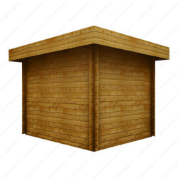 Abri en bois traité à toit plat 7,5m² Madriers 28mm Gardy Shelter