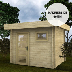 Abri en bois massif à toit plat 7,5m² - madriers 40mm Gardy Shelter