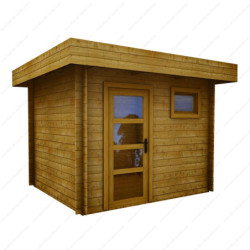 Abri en bois massif 7,5m² MODERNE traité marron 40mm Gardy Shelter