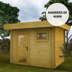 Abri en bois massif 7,5m² MODERNE traité marron 40mm Gardy Shelter