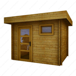 Abri en bois massif 7,5m² MODERNE traité marron 40mm Gardy Shelter