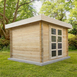 Chalet en bois massif 28mm de 9m² à toit plat - Gardy Shelter