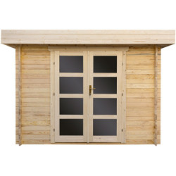 Chalet en bois massif 28mm de 9m² à toit plat - Gardy Shelter