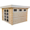 Chalet en bois massif 28mm de 9m² à toit plat - Gardy Shelter
