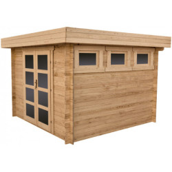 Abri jardin bois massif 9m² Bois traité marron 28mm Gardy Shelter