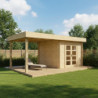 Abri en bois massif 9m² toit plat + terrasse 7m² Gardy Shelter