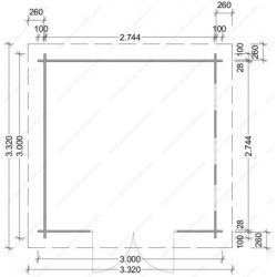 Abri en bois massif 9m²à toit plat - madriers 40mm Gardy Shelter