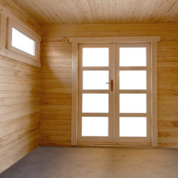 Abri en bois massif 9m²à toit plat - madriers 40mm Gardy Shelter