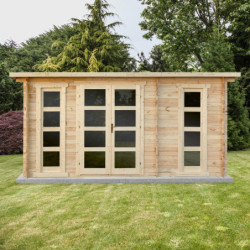 Abri en bois avec cloison de 15m² - madriers 28mm Gardy Shelter