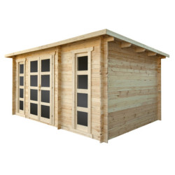 Abri en bois avec cloison de 15m² - madriers 28mm Gardy Shelter