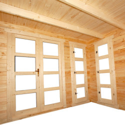 Abri en bois avec cloison de 15m² - madriers 28mm Gardy Shelter