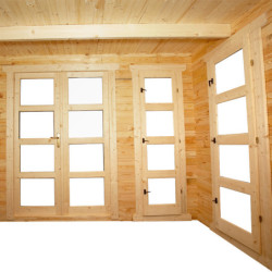 Abri en bois avec cloison de 15m² - madriers 28mm Gardy Shelter