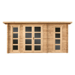Abri 15m² en bois massif 28mm Traité - avec cloison Gardy Shelter