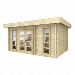 Chalet en bois massif 40mm 15m² cloisonné + lumineux Gardy Shelter
