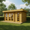 Chalet avec cloison en bois 15m² traité marron 40mm Gardy Shelter