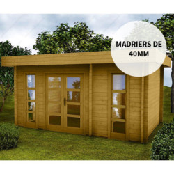 Chalet avec cloison en bois 15m² traité marron 40mm Gardy Shelter