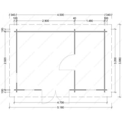 Chalet avec cloison en bois 15m² traité marron 40mm Gardy Shelter