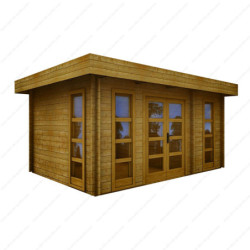 Chalet avec cloison en bois 15m² traité marron 40mm Gardy Shelter
