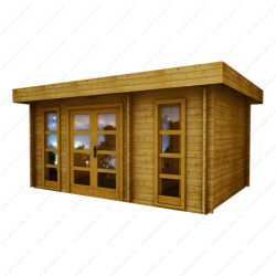 Chalet avec cloison en bois 15m² traité marron 40mm Gardy Shelter