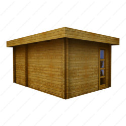 Chalet avec cloison en bois 15m² traité marron 40mm Gardy Shelter