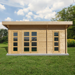 Chalet de jardin en bois 19,25m² cloisonné 40mm Gardy Shelter