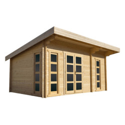 Chalet de jardin en bois 19,25m² cloisonné 40mm Gardy Shelter