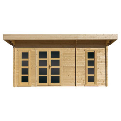 Chalet de jardin en bois 19,25m² cloisonné 40mm Gardy Shelter