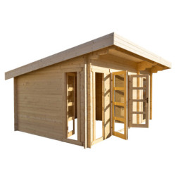 Chalet de jardin en bois 19,25m² cloisonné 40mm Gardy Shelter