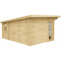 Chalet de jardin en bois 19,25m² cloisonné 40mm Gardy Shelter