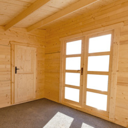 Chalet de jardin en bois 19,25m² cloisonné 40mm Gardy Shelter