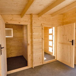 Abri bois massif 19,25m² avec cloison traité 40mm Gardy Shelter