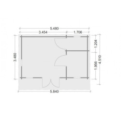 Abri bois massif 19,25m² avec cloison traité 40mm Gardy Shelter