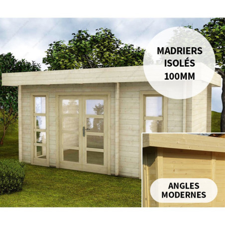 Chalet en bois massif 15m² avec isolation 100mm Gardy Shelter