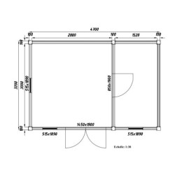 Chalet en bois massif 15m² avec isolation 100mm Gardy Shelter