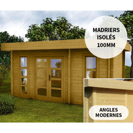 Chalet en bois traité 15m² - Isolation parois 100mm Gardy Shelter