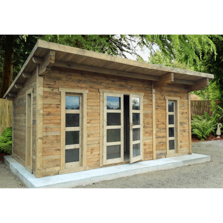 Abri en bois traité marron 19m² Parois 100mm Gardy Shelter