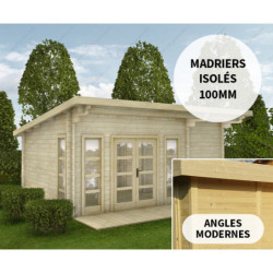 Abri en bois massif 22m² avec isolation parois 100mm Gardy Shelter
