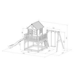 Cabane pour enfants en bois LIAM avec 1 balançoire 118x120x174cm AXI
