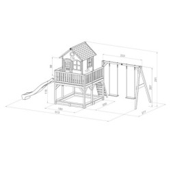 Cabane pour enfants en bois LIAM avec 2 balançoires 118x120x174cm AXI