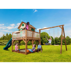 Cabane pour enfants en bois LIAM avec 2 balançoires 118x120x174cm AXI