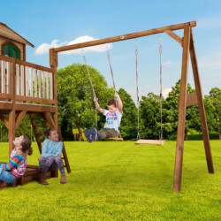 Cabane pour enfants en bois LIAM avec 2 balançoires 118x120x174cm AXI