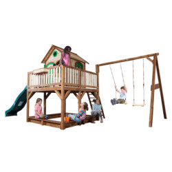 Cabane pour enfants en bois LIAM avec 2 balançoires 118x120x174cm AXI