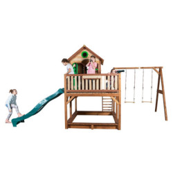 Cabane pour enfants en bois LIAM avec 2 balançoires 118x120x174cm AXI