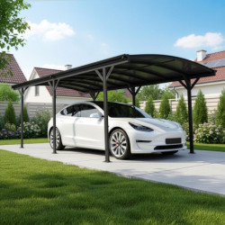 Carport en alu anthracite 3x5,05m + Toit polycarbonate 6mm X-METAL