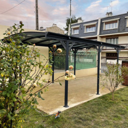 Carport en alu anthracite 3x5,05m + Toit polycarbonate 6mm X-METAL