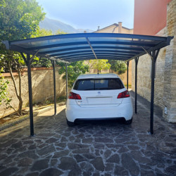 Carport en alu anthracite 3x5,05m + Toit polycarbonate 6mm X-METAL