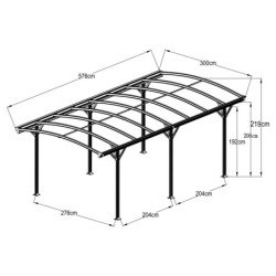 Carport en alu anthracite 3x5,76m et polycarbonate 6mm X-METAL