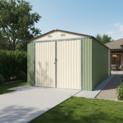 Garage double en metal vert pâle 18m² + kit d'ancrage X-METAL
