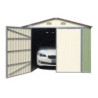 Garage double en metal vert pâle 18m² + kit d'ancrage X-METAL