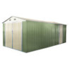 Garage double en metal vert pâle 18m² + kit d'ancrage X-METAL